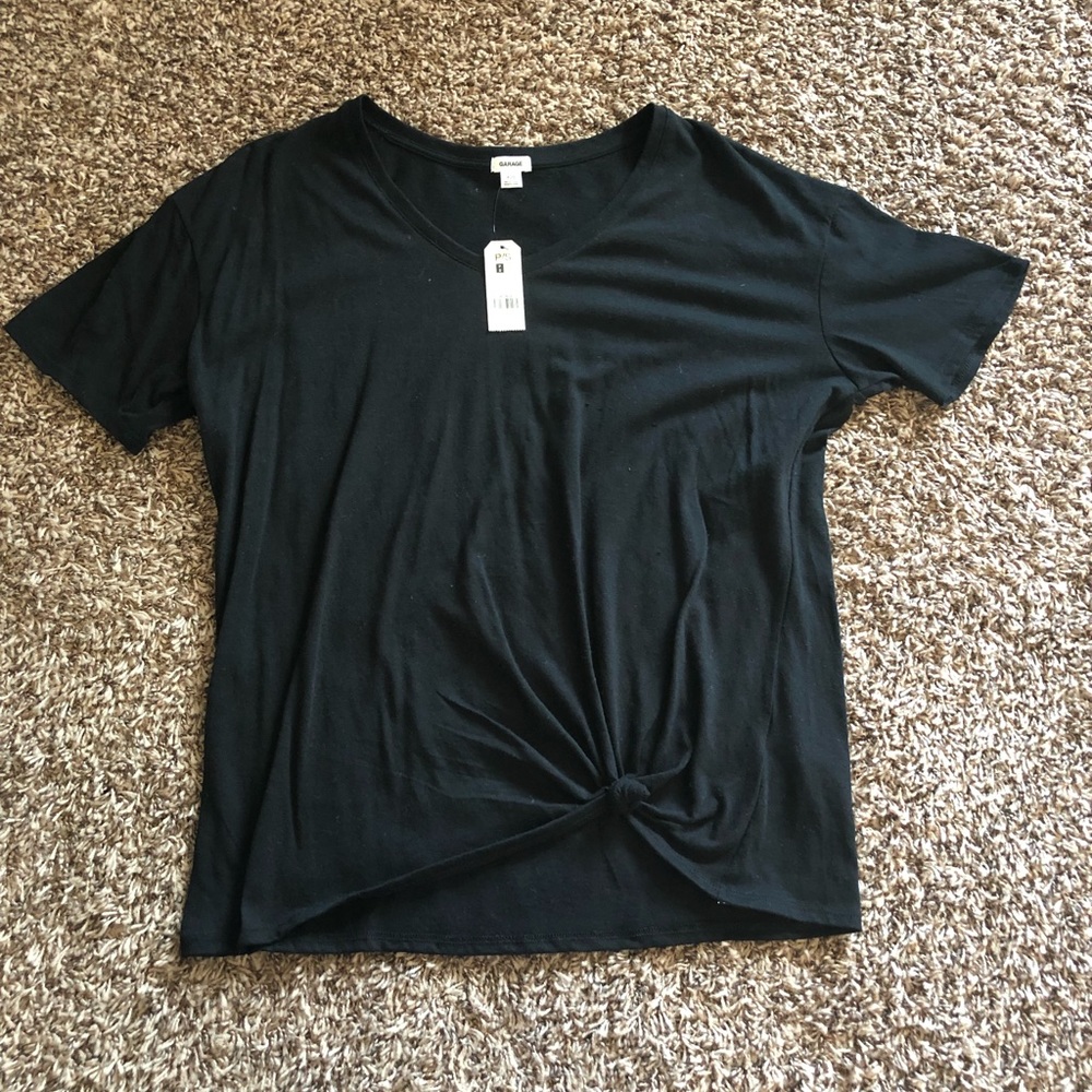 Black tie front shirt